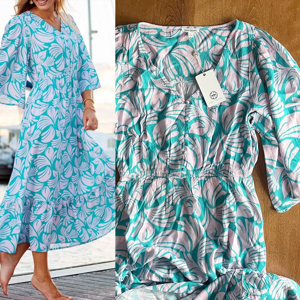 Mary Square flowy dress S NWT